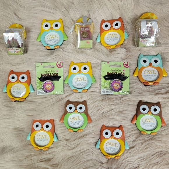 9 NEW KATE ASPEN OWL FRAMES BABY SHOWER BIRTHDAY FAVORS+ EXTRAS - Picture 1 of 2